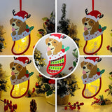 Pack 5 Christmas 1 - Paper Cut Pet Light Box File - Xmas Dog Motif - Cricut File - 11x6 Inches - LightBoxGoodMan - LightboxGoodman