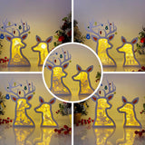 Pack 5 Christmas 2 - Paper Cut Deer Couple Light Box File - Cricut File - 10,4x7 inches - LightBoxGoodMan