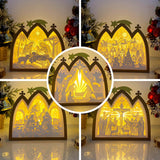 Pack 5 Christmas 2 - Paper Cut Nativity House Light Box File - Cricut File - 7x8 Inches - LightBoxGoodMan