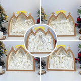 Pack 5 Christmas 2 - Paper Cut Nativity House Light Box File - Cricut File - 7x8 Inches - LightBoxGoodMan - LightboxGoodman