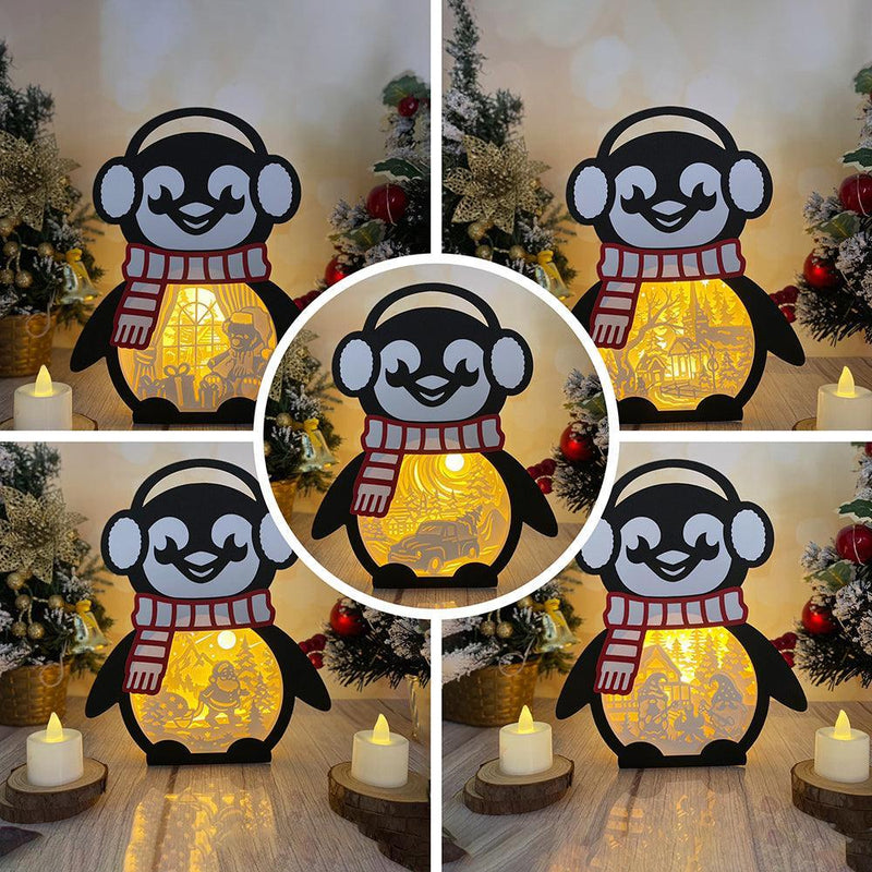 Pack 5 Christmas 2 - Paper Cut Penguin Light Box File - Cricut File - 25x20cm - LightBoxGoodMan - LightboxGoodman