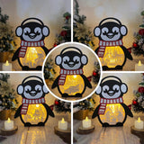 Pack 5 Christmas 2 - Paper Cut Penguin Light Box File - Cricut File - 25x20cm - LightBoxGoodMan