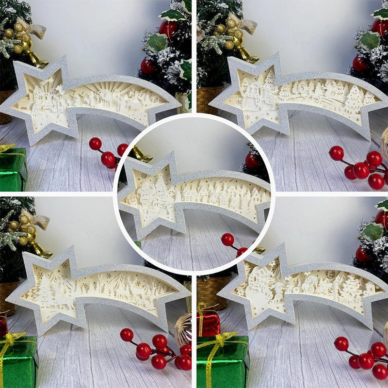 Pack 5 Christmas 2 - Paper Cut Star Light Box File - Cricut File - 28x13.7cm - LightBoxGoodMan - LightboxGoodman