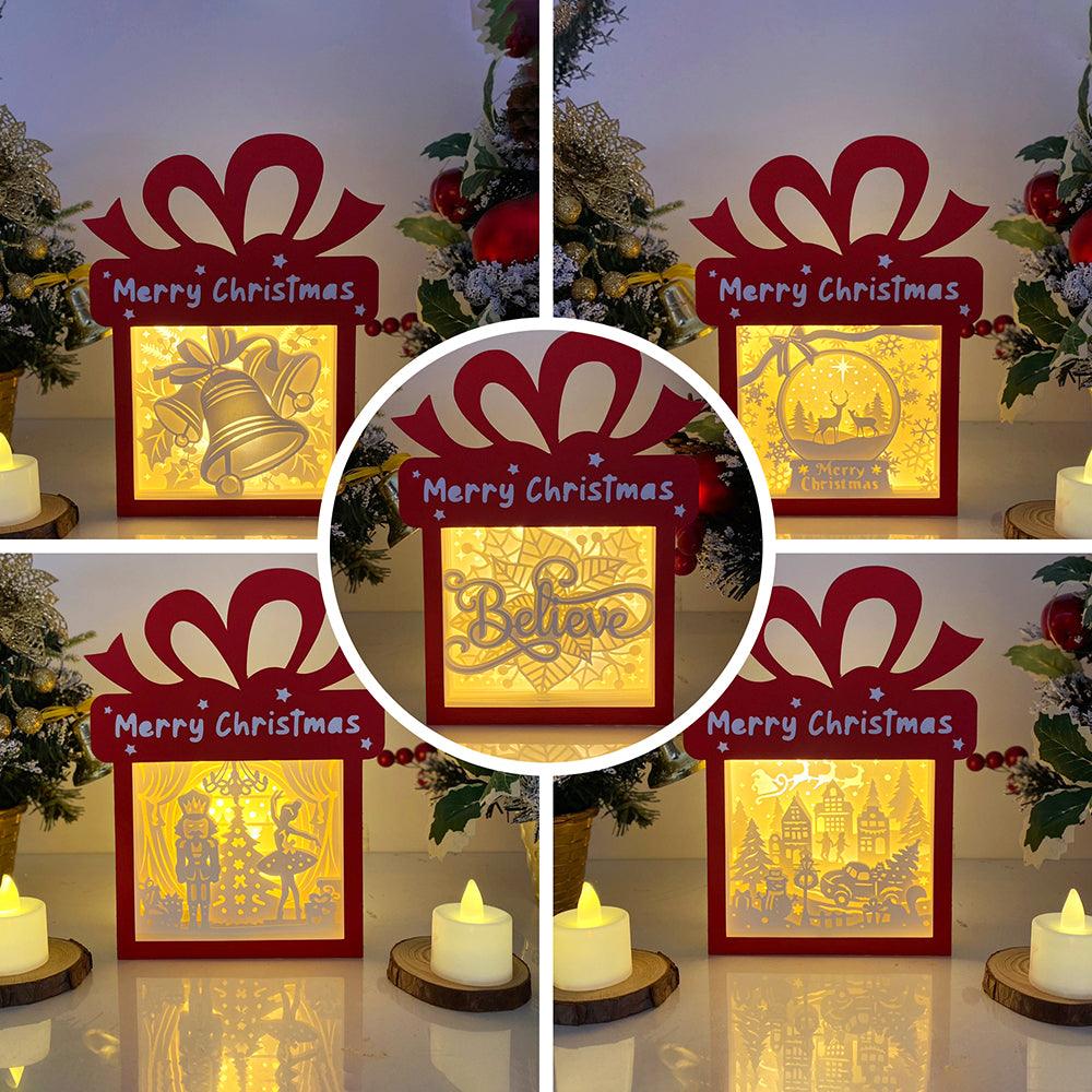 Pack 5 Christmas 3 - Paper Cut Gift Light Box File - Cricut File - 21x16cm - LightBoxGoodMan - LightboxGoodman