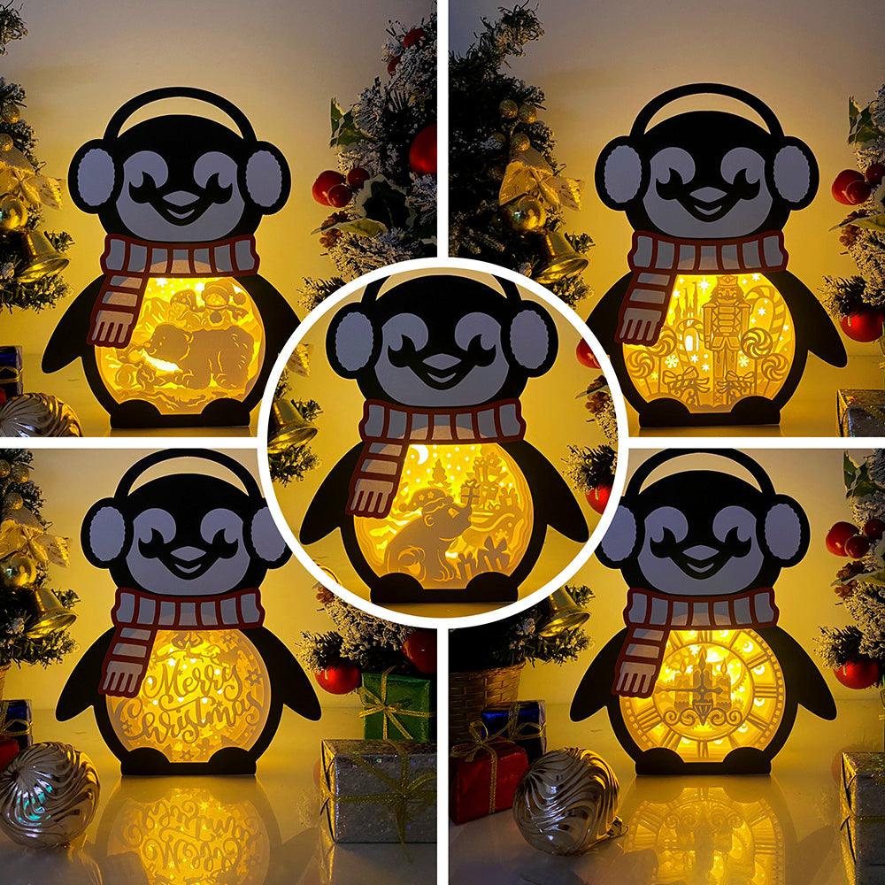 Pack 5 Christmas 3 - Paper Cut Penguin Light Box File - Cricut File - 25x20cm - LightBoxGoodMan - LightboxGoodman