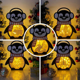 Pack 5 Christmas 3 - Paper Cut Penguin Light Box File - Cricut File - 25x20cm - LightBoxGoodMan - LightboxGoodman