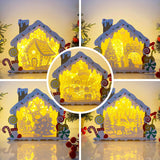 Pack 5 Christmas - Paper Cut Gingerbread House Light Box File - Cricut File - 7x9 Inches - LightBoxGoodMan