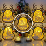 Pack 5 Christmas  - Paper Cut Reindeer Light Box File - Cricut File - 24,4x17cm - LightBoxGoodMan
