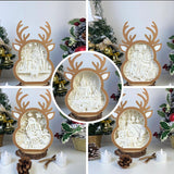 Pack 5 Christmas - Paper Cut Reindeer Light Box File - Cricut File - 24,4x17cm - LightBoxGoodMan - LightboxGoodman