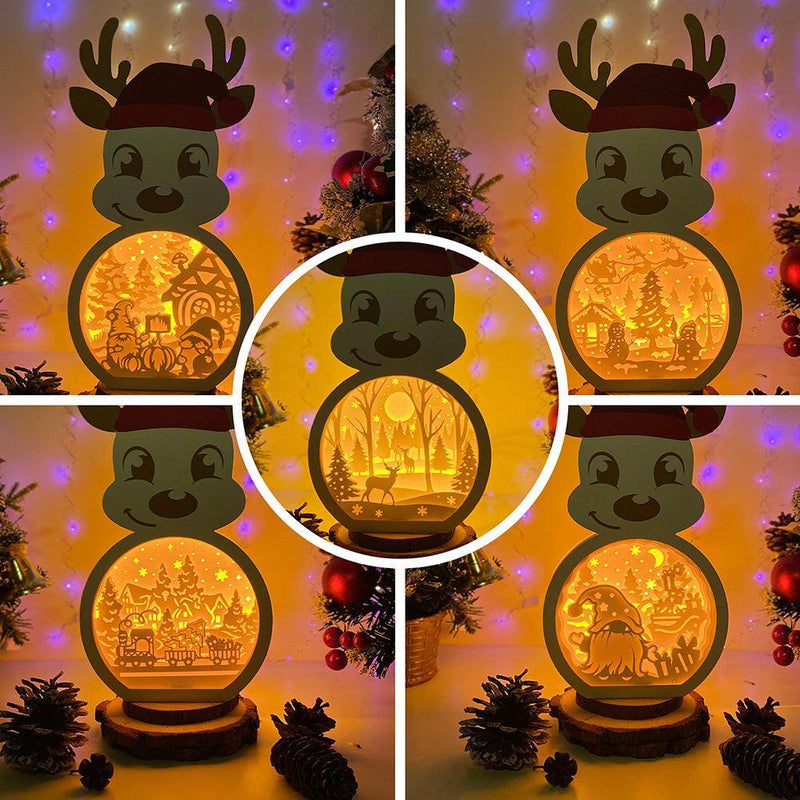 Pack 5 Christmas - Paper Cut Reindeer Light Box File - Cricut File - 29x14,6cm - LightBoxGoodMan - LightboxGoodman