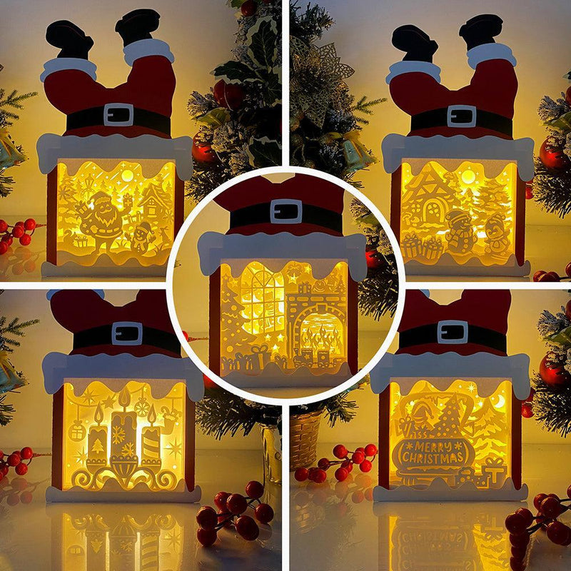 Pack 5 Christmas - Paper Cut Santa Light Box File - Cricut File - 28,4x14,7cm - LightBoxGoodMan - LightboxGoodman