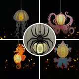 Pack 5 Different Aquatic Creatures 3  - 3D Animal-shaped Lantern File - Cricut File - LightBoxGoodMan