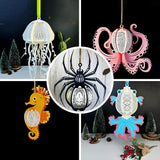 Pack 5 Different Aquatic Creatures 3 - 3D Animal-shaped Lantern File - Cricut File - LightBoxGoodMan - LightboxGoodman