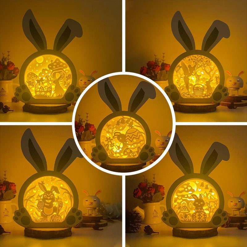 Pack 5 Easter 1 - Paper Cut Bunny Light Box File - Cricut File - 10,2x7,3 Inches - LightBoxGoodMan - LightboxGoodman