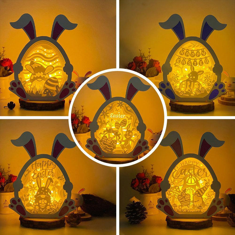 Pack 5 Easter 2 - Paper Cut Bunny Light Box File - Cricut File - 9,7x7,5 Inches - LightBoxGoodMan - LightboxGoodman