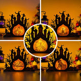 Pack 5 Halloween - Paper Cut Haunted Castle Light Box File - Cricut File - 19.7x24.7 cm - LightBoxGoodMan - LightboxGoodman