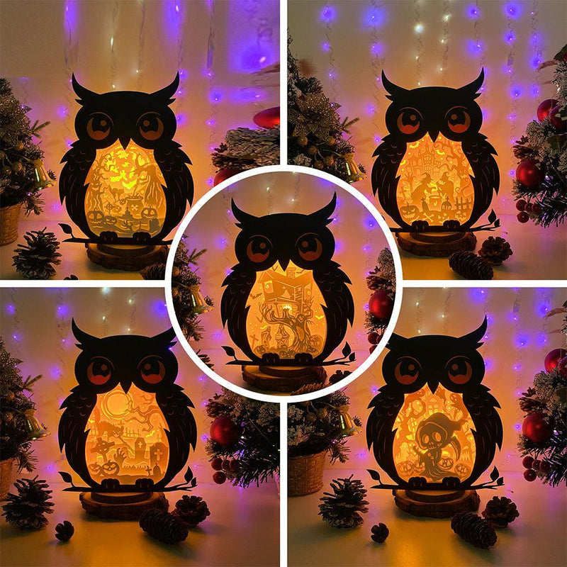 Pack 5 Halloween - Paper Cut Owl Light Box File - Cricut File - 25x20 cm - LightBoxGoodMan - LightboxGoodman