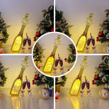 Pack 5 Happy New Year 1 - Paper Cut Champagne Light Box File - Cricut File - 10,3x5,7 Inches - LightBoxGoodMan