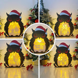 Pack 5 Merry Christmas 2 - Paper Cut Owl Light Box File - Cricut File - 25x20 cm - LightBoxGoodMan