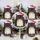 Pack 5 Merry Christmas 3 - Paper Cut Owl Light Box File - Cricut File - 25x20 cm - LightBoxGoodMan - LightboxGoodman