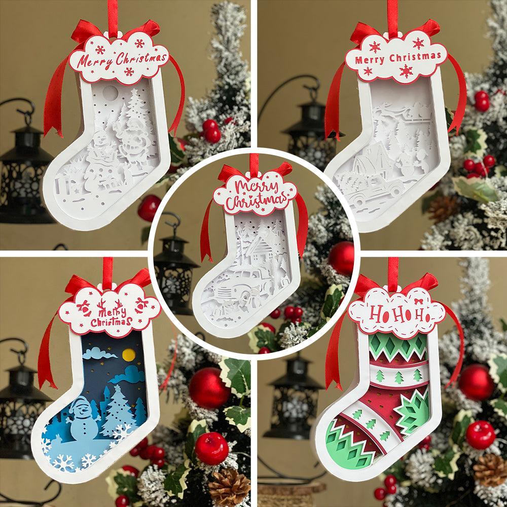 Pack 5 Merry Christmas - 3D Sock Lantern File - Cricut File - LightBoxGoodMan - LightboxGoodman