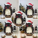 Pack 5 Merry Christmas - Paper Cut Owl Light Box File - Cricut File - 25x20 cm - LightBoxGoodMan - LightboxGoodman