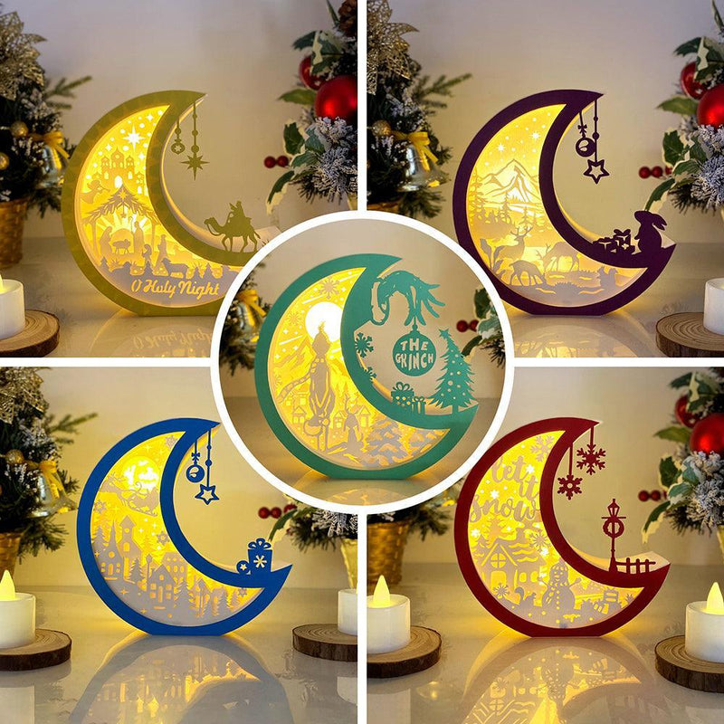 Pack5 Christmas - Paper Cut Moon Light Box File - Cricut File - 16x16cm - LightBoxGoodMan - LightboxGoodman
