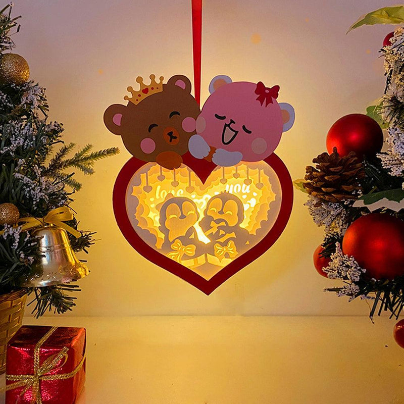 Penguin Couple - 3D Bear Couple Heart Lantern File - Cricut File - LightBoxGoodMan - LightboxGoodman