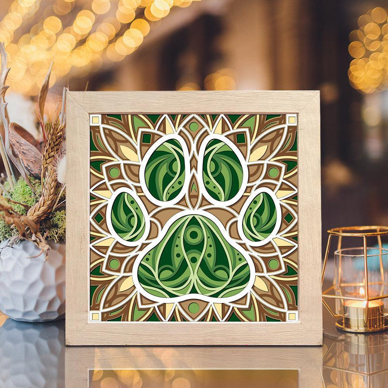 Pet Footprint Mandala – Paper Cut Light Box File - Cricut File - 8x6 Inches- LightBoxGoodMan - LightboxGoodman