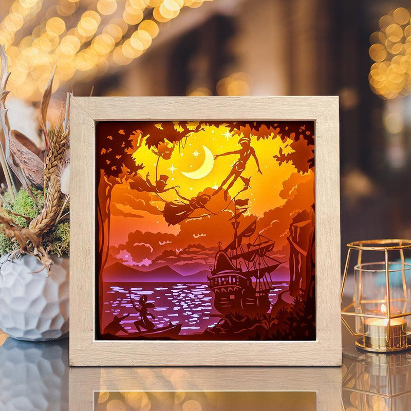 Peter Pan 1 Square – Paper Cut Light Box File - Cricut File - 20x20cm - LightBoxGoodMan - LightboxGoodman