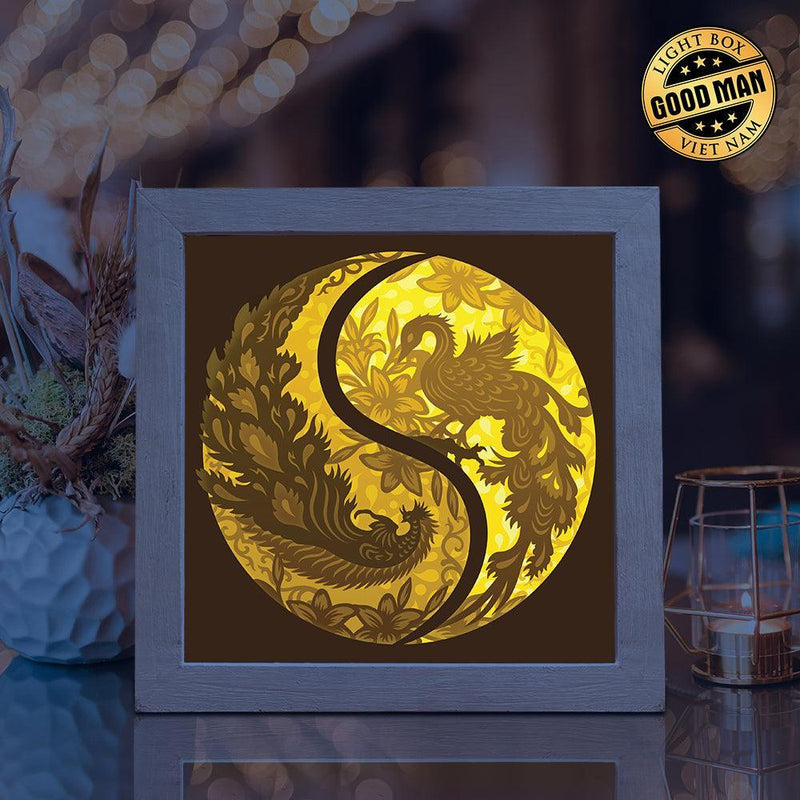 Phoenix 3 - Paper Cut Light Box File - Cricut File - 8x8 inches - LightBoxGoodMan - LightboxGoodman