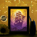 Pirates Ship 2 - Paper Cutting Light Box - LightBoxGoodman - LightboxGoodman