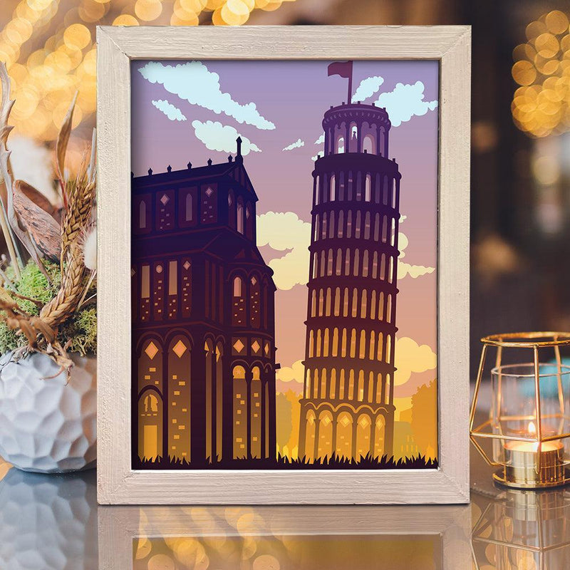Pisa Tower – Paper Cut Light Box File - Cricut File - 8x10 Inches - LightBoxGoodMan - LightboxGoodman