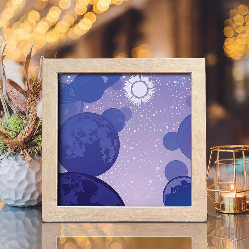Planets 1 Square – Paper Cut Light Box File - Cricut File - 20x20cm - LightBoxGoodMan - LightboxGoodman