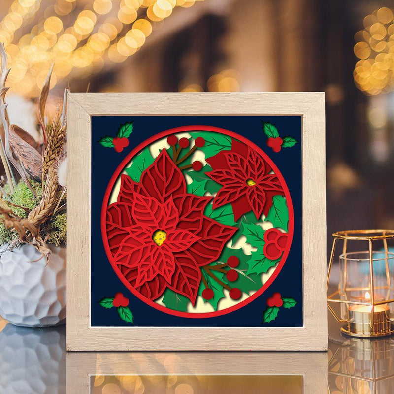 Poinsettia – Paper Cut Light Box File - Cricut File - 20x20cm - LightBoxGoodMan - LightboxGoodman
