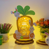 Rabbit Holding Egg - Paper Cut Carrot Light Box File - Cricut File - 10x7.2 Inches - LightBoxGoodMan