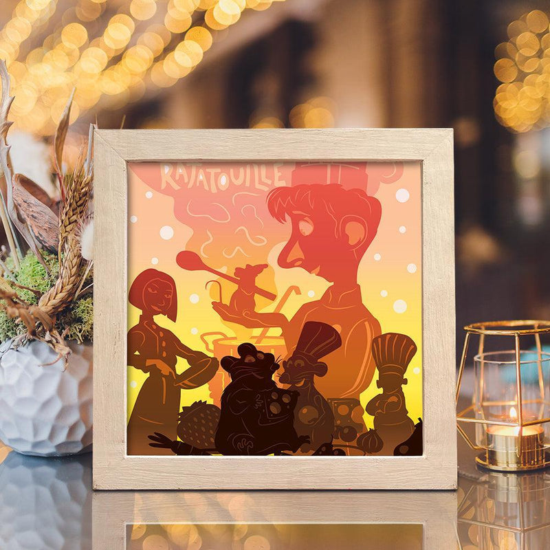 Ratatouille Square - Paper Cut Light Box File - Cricut File - 20x20cm - LightBoxGoodMan - LightboxGoodman