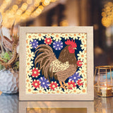 Rooster With Flowers – Paper Cut Light Box File - Cricut File - 8x8 inches - LightBoxGoodMan - LightboxGoodman