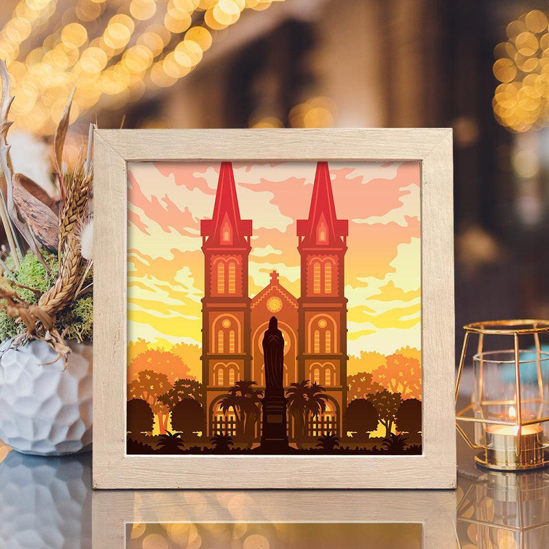 Saigon Notre-Dame Cathedral – Paper Cut Light Box File - Cricut File - 8x8 inches - LightBoxGoodMan - LightboxGoodman