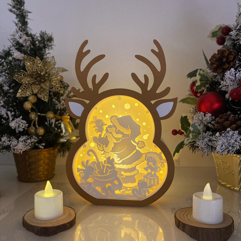 Santa 2 - Paper Cut Reindeer Light Box File - Cricut File - 24,4x17cm - LightBoxGoodMan - LightboxGoodman