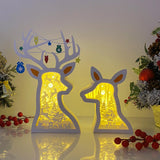 Santa - Paper Cut Deer Couple Light Box File - Cricut File - 10,4x7 inches - LightBoxGoodMan