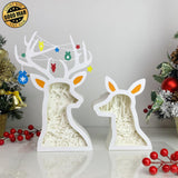Santa - Paper Cut Deer Couple Light Box File - Cricut File - 10,4x7 inches - LightBoxGoodMan - LightboxGoodman