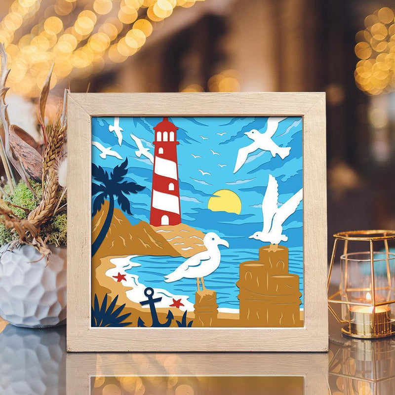 Sea Birds – Paper Cut Light Box File - Cricut File - 8x8 inches - LightBoxGoodMan - LightboxGoodman