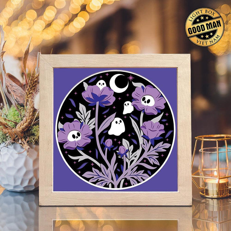 Skull Flower – Paper Cut Light Box File - Cricut File - 20x20cm - LightBoxGoodMan - LightboxGoodman