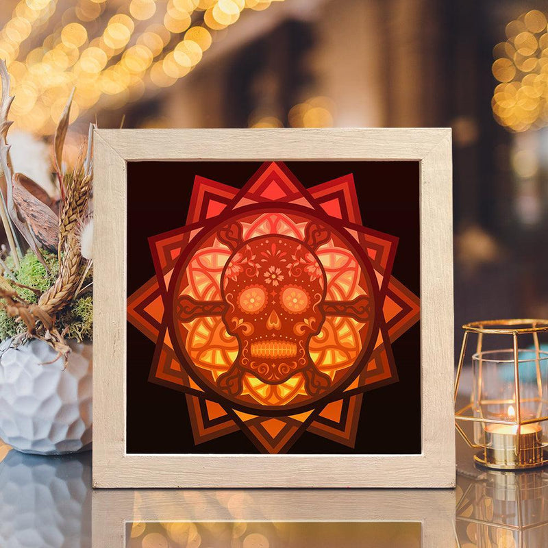 Skull Mandala – Paper Cut Light Box File - Cricut File - 20x20cm - LightBoxGoodMan - LightboxGoodman