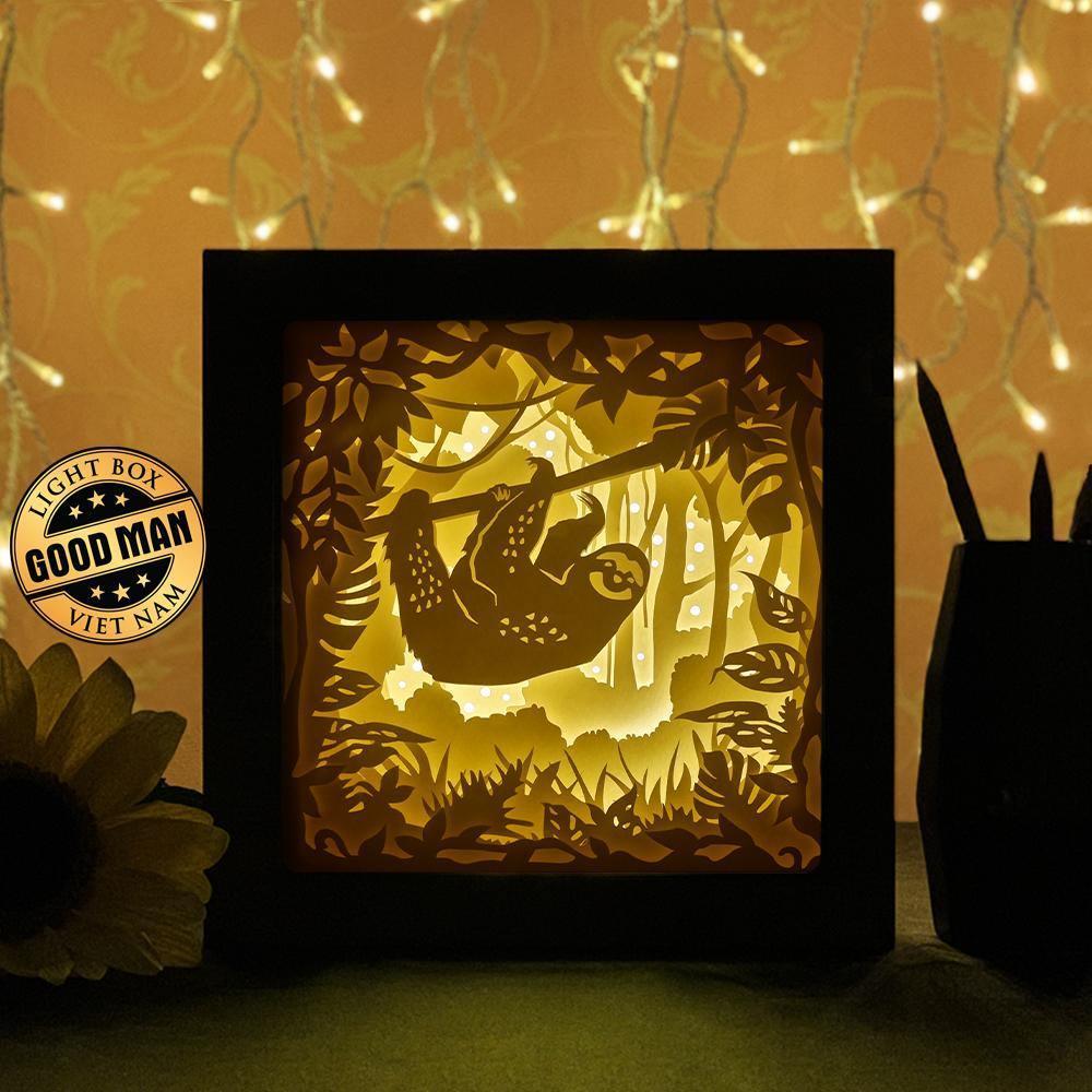 Sloth In The Jungle - Paper Cutting Light Box - LightBoxGoodman - LightboxGoodman