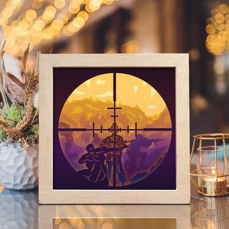 Sniper - Paper Cut Light Box File - Cricut File - 20x26cm - LightBoxGoodMan - LightboxGoodman