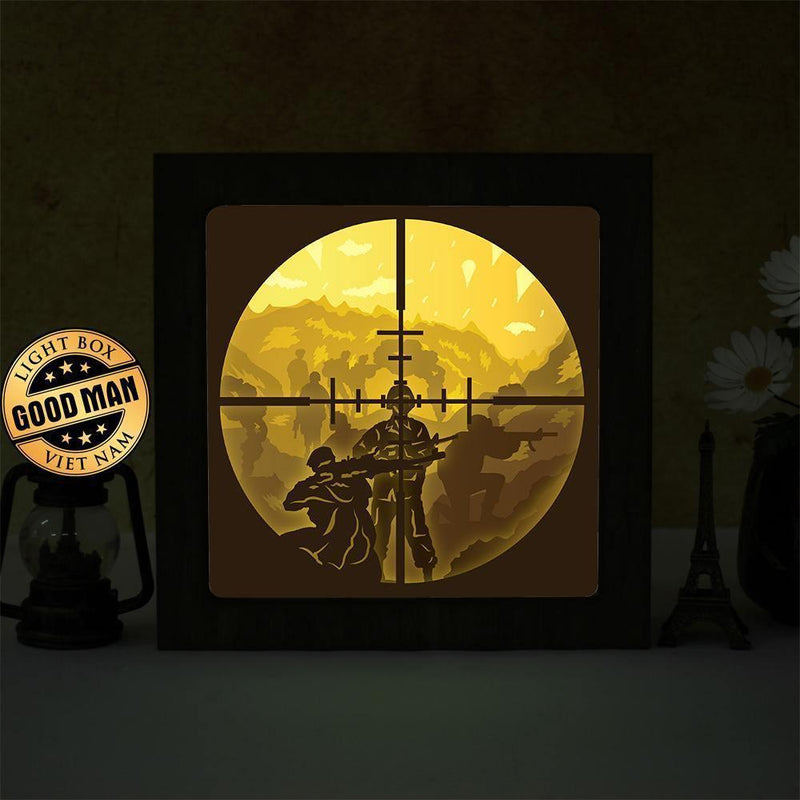 Sniper - Paper Cut Light Box File - Cricut File - 20x26cm - LightBoxGoodMan - LightboxGoodman