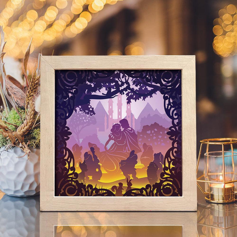 Snow White Square – Paper Cut Light Box File - Cricut File - 20x20cm - LightBoxGoodMan - LightboxGoodman