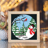 Snowman And Cardinals – Paper Cut Light Box File - Cricut File - 20x20cm - LightBoxGoodMan